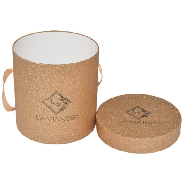 High Quality Glitter Paper Cylinder Box, Single Rose Flower Box, Glitter Paper Round Box with Customize Logo