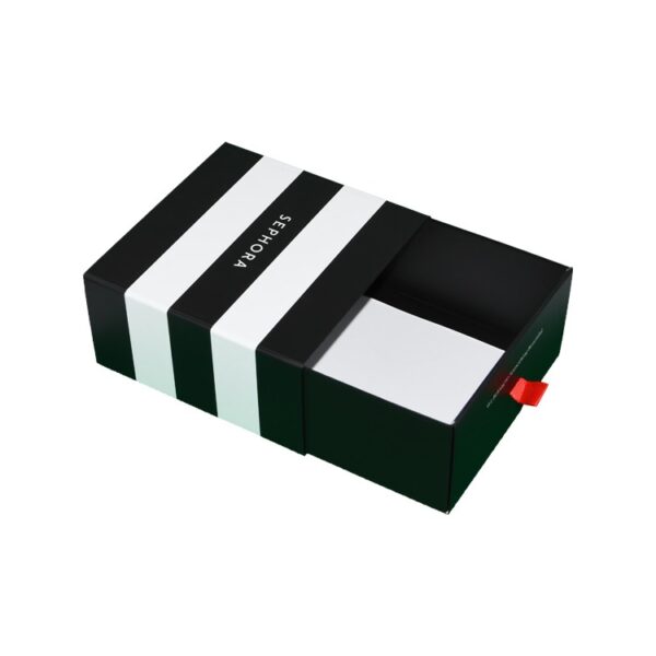 High Qualtiy Customize Printed Foldable Paper Sliding Drawer Gift Box for Sephora Packaging with Silk Ribbon