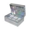 Holographic Clamshell Cardboard Gift Box, Iridescent Packaging Box with Foam Holder and Embossed Logo