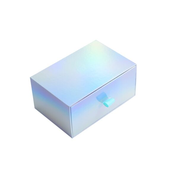 Holographic Paper Drawer Boxes Packaging Rainbow Sliding Paper Cardboard Gift Box for Cosmetics Packaging