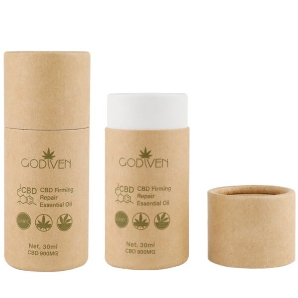 Luxury Custom Kraft Paper Tube Cardboard Cylinder Box for CBD Essential Oil and Dropper Bottle Packaging