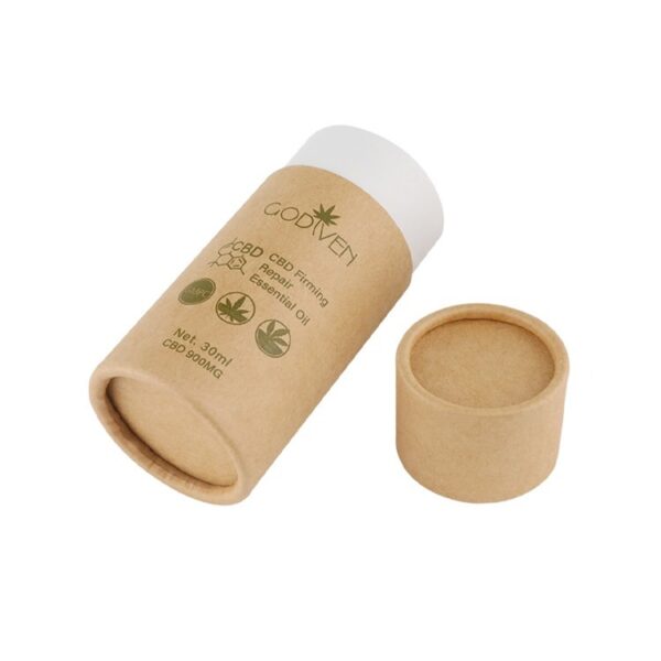 Luxury Custom Kraft Paper Tube Cardboard Cylinder Box for CBD Essential Oil and Dropper Bottle Packaging
