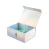 Luxury Handmade Holographic Collapsible Magnetic Gift Box Rainbow A5 Deep Gift Boxes with Silk Ribbon