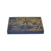 Luxury Navy Blue Color Double Doors Open Cardboard Packaging Gift Box With Full Gold Hot Foil Stamping