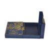 Luxury Navy Blue Color Double Doors Open Cardboard Packaging Gift Box With Full Gold Hot Foil Stamping
