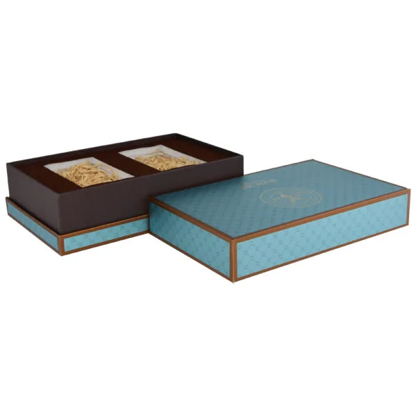 Caja de Regalo con Tapa y Base de Cuello de Lujo, Caja de Papel de Configuración Rígida para Embalaje de Nidos de Pájaros Comestibles con Bandeja Recubierta de Terciopelo