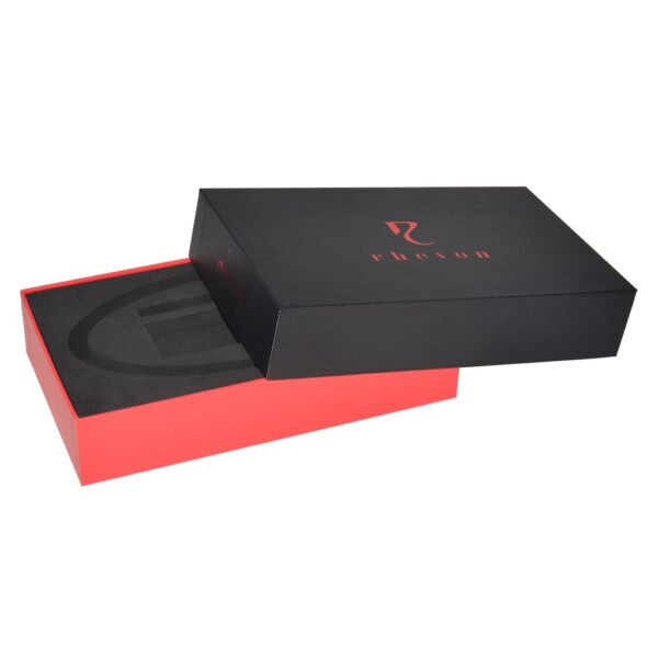Luxury Rigid Presentation Gift Boxes for Men Belt Packaging with EVA Holder and Hot Foil Stamping Patterns