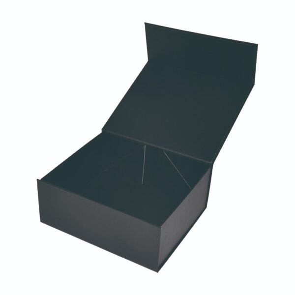 Matte Black Collapsible Magnetic Gift Boxes, Foldable Magnetic Gift Boxes with Silver Hot Foil Stamping Logo