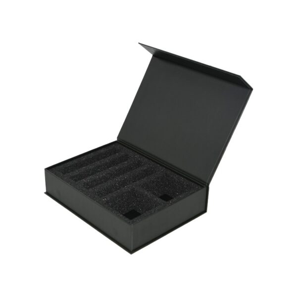 Matte Black Gift Box with Magnetic Lid, Magnetic Gift Box with Foam Tray and Gold Hot Foil Stamping Logo