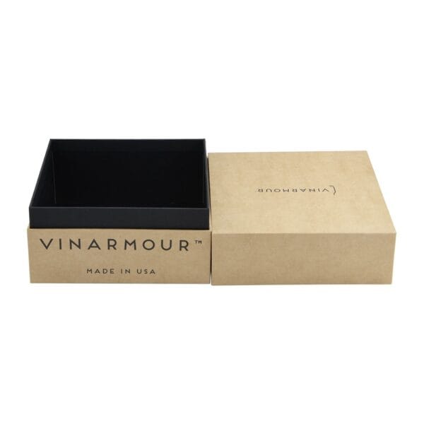 Natural Kraft Paper Telescopic Gift Boxes for Wineware Packaging with Black Hot Foil Stamping Logo on Surface