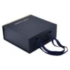 Navy Blue Magnetic Gift Boxes with Changeable Ribbon Estee Lauder Gift Packaging Box with Shredded Paper Fillers