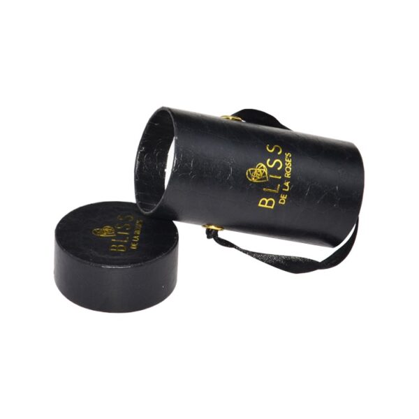 PU Leather Paper Tube Box Cardboard Cylindrical Gift Box for Single Preserved Rose Packaging with Silk Handle