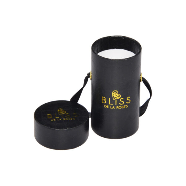 PU Leather Paper Tube Box Cardboard Cylindrical Gift Box for Single Preserved Rose Packaging with Silk Handle