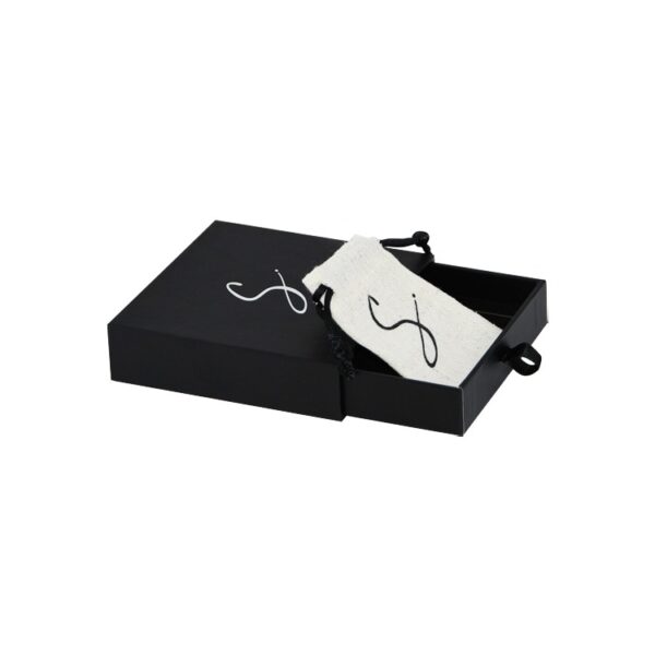 Personalized Paper Drawer Slider Box for Jewelry Packaging with Jute Bags and Silver Hot Foil Stamping Logo