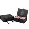Premium Customized Portable Clamshell Gift Boxes for Bundle Wig Hair Extension Packaging with Satin Holder (Boîtes cadeaux portables personnalisées pour l'emballage de perruques et d'extensions de cheveux avec support en satin)