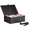 Premium Customized Portable Clamshell Gift Boxes for Bundle Wig Hair Extension Packaging with Satin Holder (Boîtes cadeaux portables personnalisées pour l'emballage de perruques et d'extensions de cheveux avec support en satin)