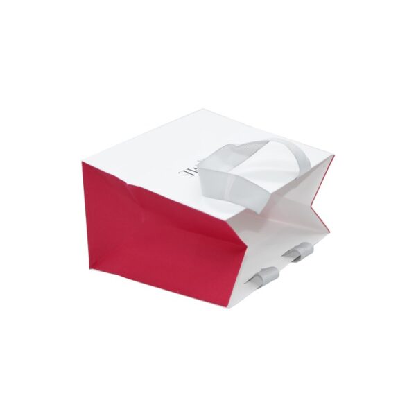 Premium Quality Custom Printed Cosmetic Shopping Paper Bags Wholesale In Bulk with Silk Ribbon Handle