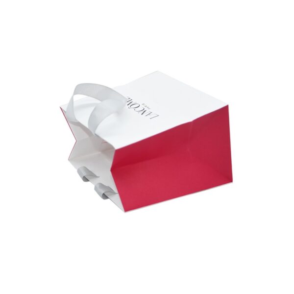 Premium Quality Custom Printed Cosmetic Shopping Paper Bags Wholesale In Bulk with Silk Ribbon Handle