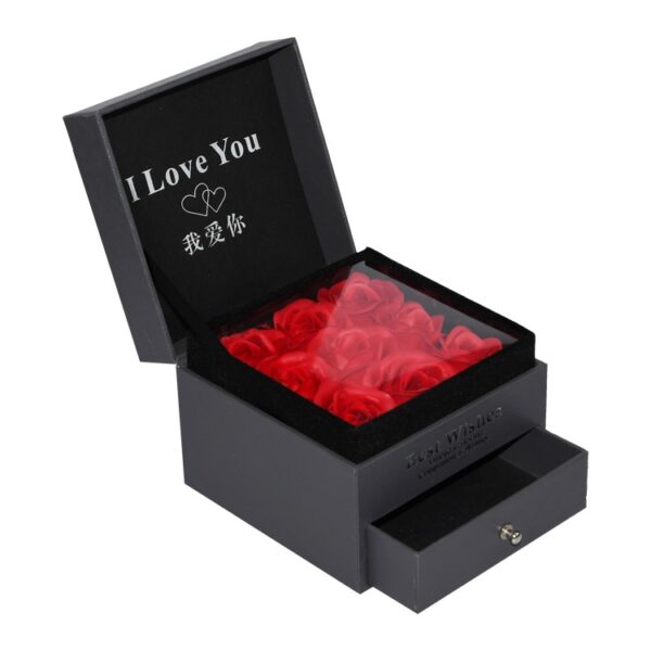 Preserved Red Roses Flower Box Preserved Flower Gift Box with Silver Hot Foil Stamping Logo for Valentine's Day