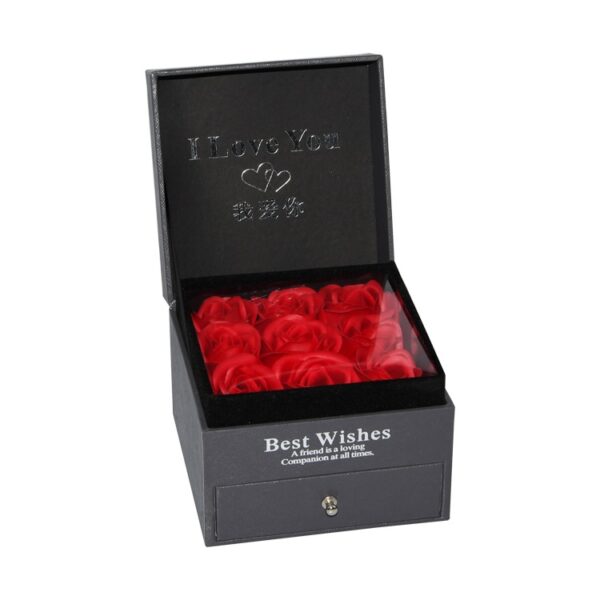 Preserved Red Roses Flower Box Preserved Flower Gift Box with Silver Hot Foil Stamping Logo for Valentine's Day