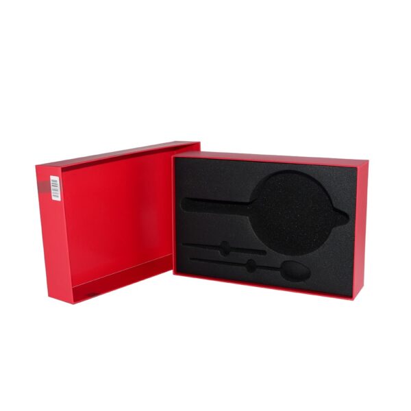 Red Rigid Cardboard Lid and Base Gift Box for Tableware Packaging and Cookware Packaging with Foam Holder