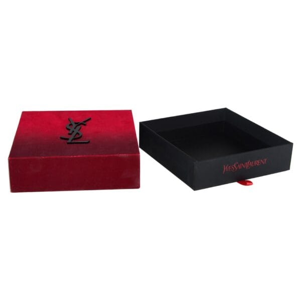 Rigid Cardboard Sliding Out Drawer Gift Boxes for Yves Saint Laurent Packaging with Velvet Coated on Surface