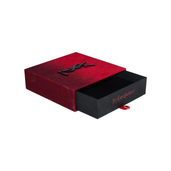 Rigid Cardboard Sliding Out Drawer Gift Boxes for Yves Saint Laurent Packaging with Velvet Coated on Surface