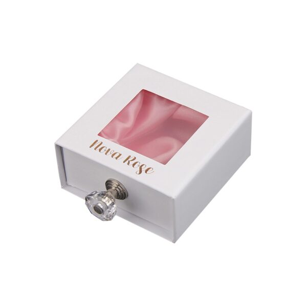 Rigid Drawer Box, Cardboard Sliding Drawer Gift Boxes with Satin Holder and Clear Window for Jewelry Packaging