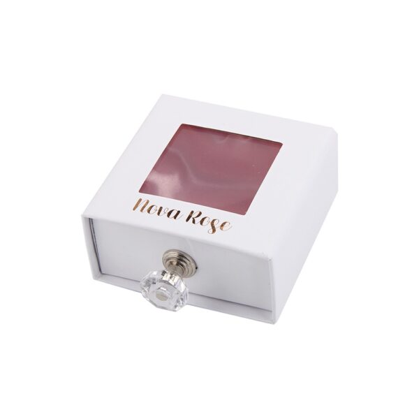 Rigid Drawer Box, Cardboard Sliding Drawer Gift Boxes with Satin Holder and Clear Window for Jewelry Packaging
