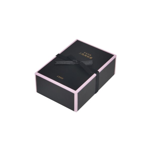 Rigid Setup Top and Bottom Gift Box for Beauty Blender Packaging with Silk Bowknot and Cardboard Dividers