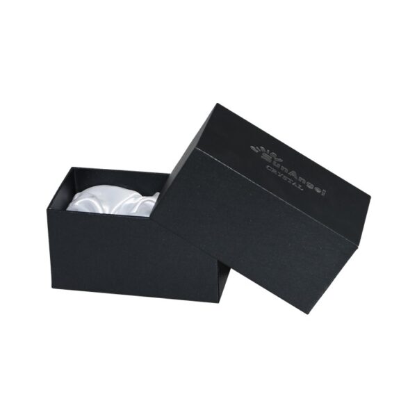 Satin Lined Presentation Box in Matte Black Color for Crystal Packaging with Silver Hot Foil Stamping Logo