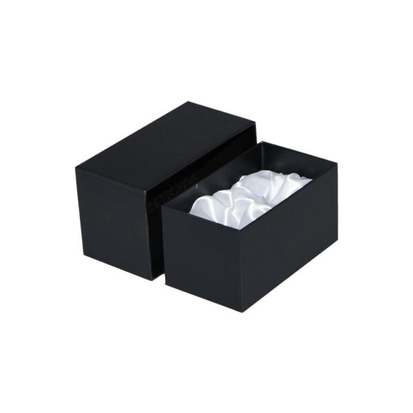 Satin Lined Presentation Box in Matte Black Color for Crystal Packaging with Silver Hot Foil Stamping Logo