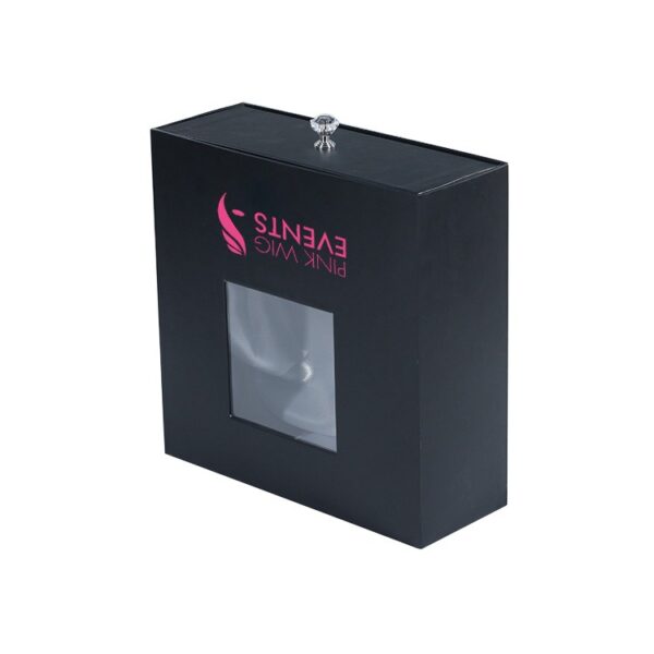 Satin Lined Wigs Packaging Box Human Virgin Hair Extension Drawer Gift Box with Diamond Knob and Clear Window