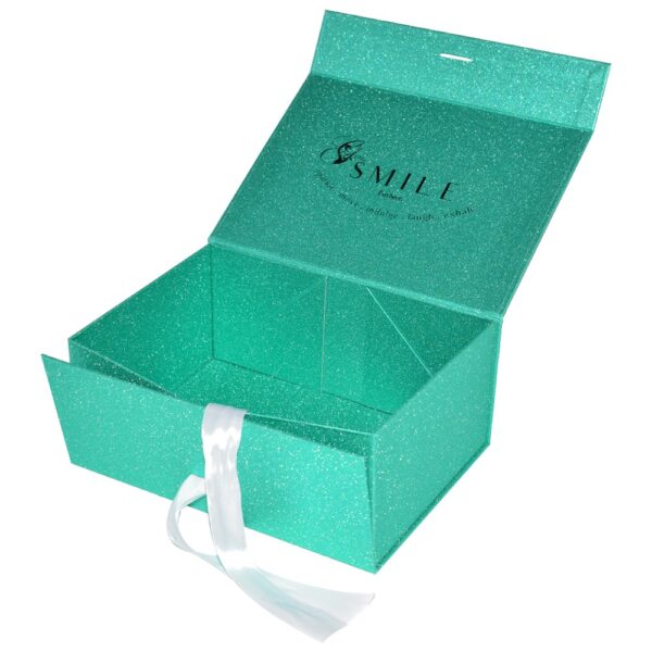 Sparkly Glitter Rigid Stacking Collapsible Gift Box with Magnetic Closure for Luxury Hair Extension Packaging