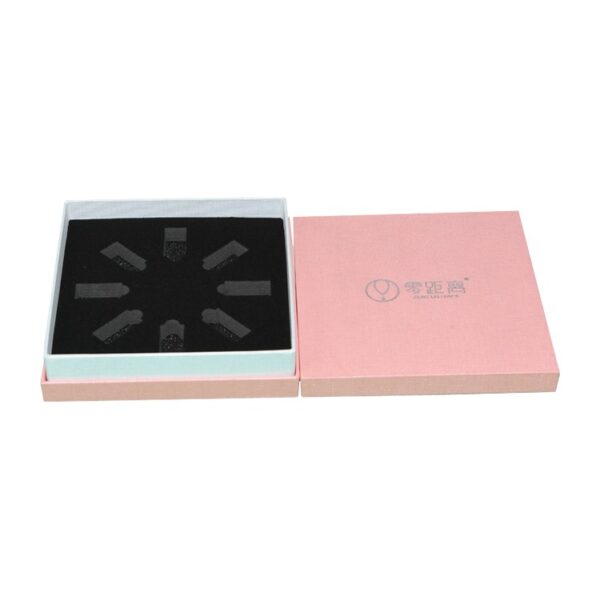 Texture Custom Lid and Base Cardboard Rectangle Pink Gift Box with Velvet Holder for Skincare Packaging Texture Custom Lid and Base Cardboard Rectangle Pink Gift Box with Velvet Holder for Skincare Packaging