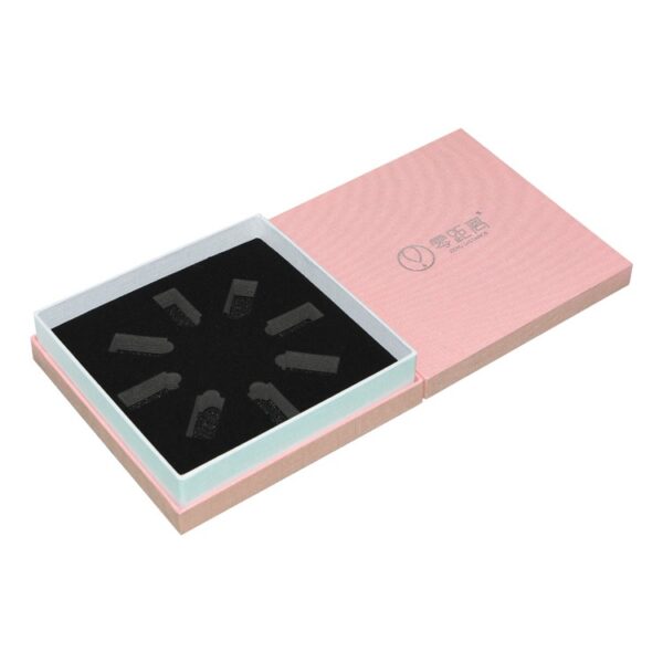 Texture Custom Lid and Base Cardboard Rectangle Pink Gift Box with Velvet Holder for Skincare Packaging