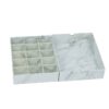 White Marble Pattern Rigid Setup Lid and Base Paper Gift Boxes for Chocolate Packaging with 15 Cardboard Dividers