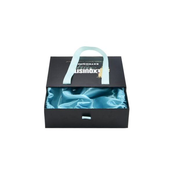 Wholesale Custom Gift Paper Wigs Bundle Virgin Hair Extension Packaging Drawer Box with Satin Lining and Silk Handle