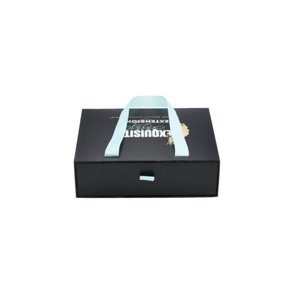 Wholesale Custom Gift Paper Wigs Bundle Virgin Hair Extension Packaging Drawer Box with Satin Lining and Silk Handle