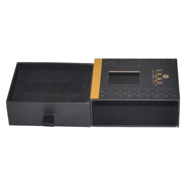 Wholesale Custom Perfume Bottle Packaging Box, Paper Sliding Drawer Box with Clear Window and Silk Handle