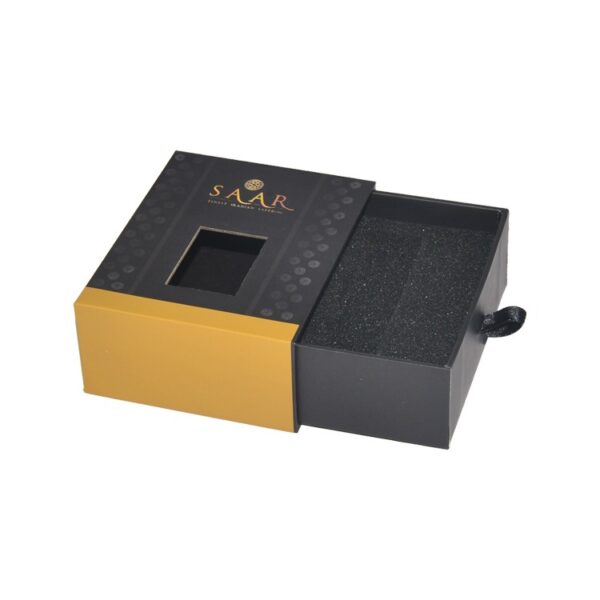 Wholesale Custom Perfume Bottle Packaging Box, Paper Sliding Drawer Box with Clear Window and Silk Handle