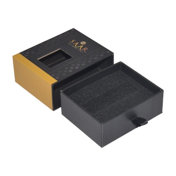Wholesale Custom Perfume Bottle Packaging Box, Paper Sliding Drawer Box with Clear Window and Silk Handle