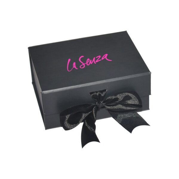 Wholesale Luxury Black A5 Deep Folding Gift Boxes with Changeable Ribbon Collapsible Magnetic Gift Boxes