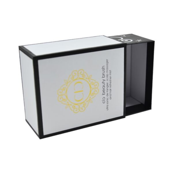 Wholesale Luxury Handmade Makeup Brush Paper Drawer Sliding Packaging Box with Gold Hot Stamping Logo