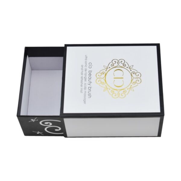 Wholesale Luxury Handmade Makeup Brush Paper Drawer Sliding Packaging Box with Gold Hot Stamping Logo