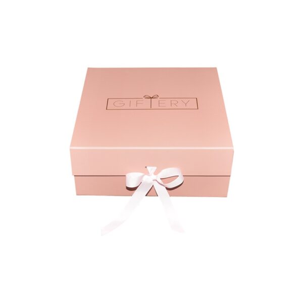 Wholesale Luxury Pale Pink Large Collapsible Gift Boxes with Changeable Ribbon and Hot Foil Stamping Logo