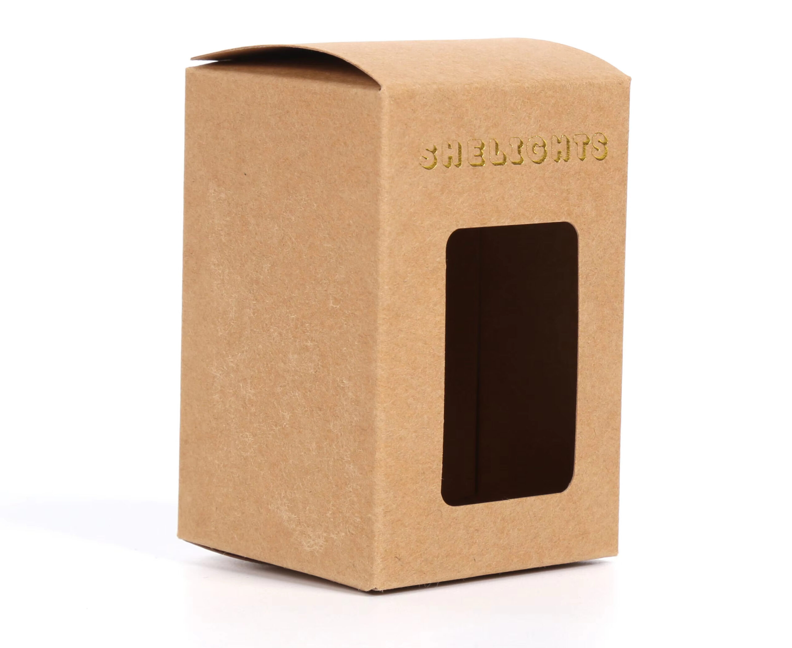 Custom Kraft Paper Window Box with Gold Foil Logo Packaging