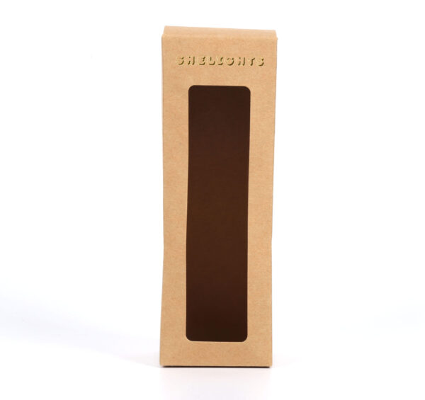 Custom Kraft Paper Window Box with Gold Foil Logo Packaging