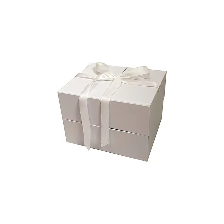 Customized WCustomized White Rigid Paper Gift Boxes With Ribbon Bowhite Rigid Paper Gift Boxes With Ribbon Bow