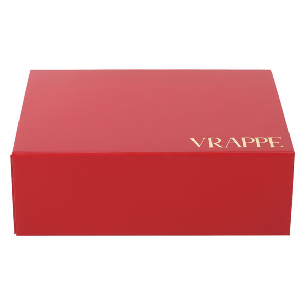 Wholesale Custom Red Rigid Gift Box With Gold Logo Print
